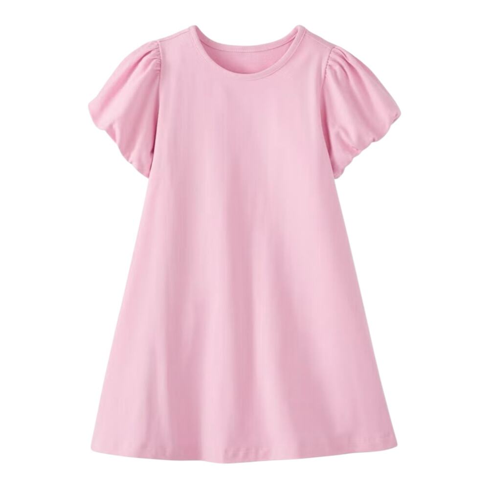Hanna Andersson Girls Bubble Sleeve Dress Size 5. Pink Lilac NWT Cotton Pockets